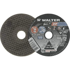 WALTER Surface Technologies - 4" 24 Grit Aluminum Oxide Cutoff Wheel - 1/16" Thick, 5/8" Arbor, 19,100 Max RPM, Use with Die Grinders - Apex Tool & Supply