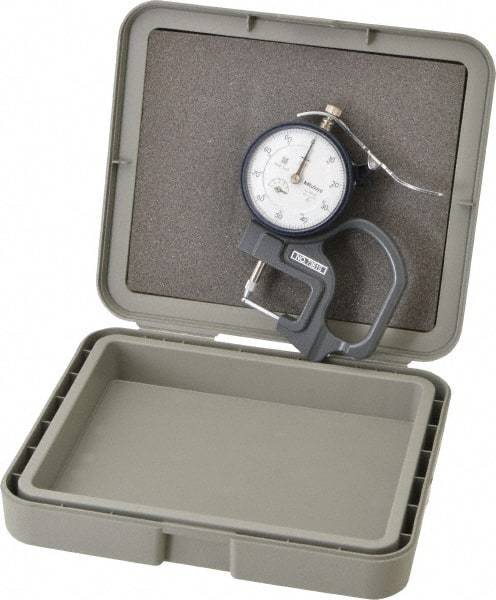 Mitutoyo - 0 to 1/2 Inch Measurement, 0.001 Inch Graduation, 1.1811 Inch Throat Depth, Dial Thickness Gage - 0.001 Inch Accuracy, 1.4 N Force, 2 Inch Dial Diameter - Apex Tool & Supply