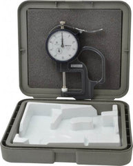 Mitutoyo - 0 to 1 Inch Measurement, 0.001 Inch Graduation, 1.1811 Inch Throat Depth, Dial Thickness Gage - 0.002 Inch Accuracy, 2 N Force, 2 Inch Dial Diameter - Apex Tool & Supply