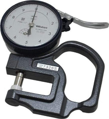 Mitutoyo - 0 to 0.05 Inch Measurement, 0.00005 Inch Graduation, 1.1811 Inch Throat Depth, Dial Thickness Gage - 0.0002 Inch Accuracy, 1.4 N Force, 2 Inch Dial Diameter - Apex Tool & Supply