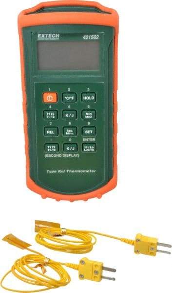 Extech - -328 to 2,498°F Dual Input Digital Thermometer - Digital Display - Apex Tool & Supply