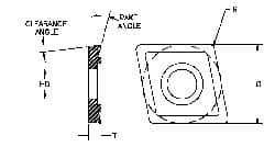 Parlec - CDCD051600 Diamond Tipped Boring Insert - 80° Diamond, 15° Relief Angle, 5/32" Inscr Circle, 0.04" Thick, 1/64" Corner Radius - Apex Tool & Supply