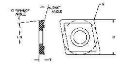 Parlec - CDCD051600 Diamond Tipped Boring Insert - 80° Diamond, 15° Relief Angle, 5/32" Inscr Circle, 0.04" Thick, 1/64" Corner Radius - Apex Tool & Supply
