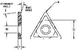 Parlec - TDAB051600 Diamond Tipped Boring Insert - 60° Triangle, 15° Relief Angle, 5/32" Inscr Circle, 3/64" Thick, 1/64" Corner Radius - Apex Tool & Supply