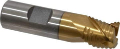 Interstate - 3/4" Diam, Coarse Pitch, 3/4" LOC, 3 Flute Cobalt Roughing Square End Mill - TiN Finish, 3" OAL, 3/4" Shank Diam, Single End, Centercutting - Apex Tool & Supply