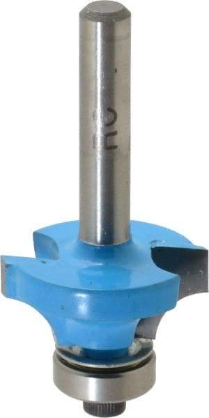 ROMAN CARBIDE - 1" Cut Diam, 1/2" Length of Cut, 2 Flute, Round-Over, Edge Profile Router Bit - Carbide-Tipped, 1/4" Shank Diam, 1-1/4" Shank Length, 2" OAL, Uncoated, Piloted - Apex Tool & Supply