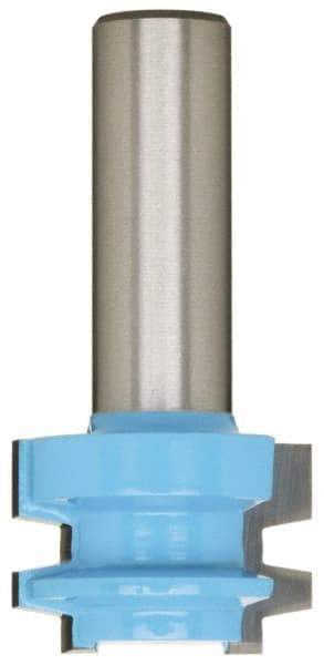 ROMAN CARBIDE - 1-1/16" Cut Diam, 3/4" Length of Cut, 2 Flute, Drawer Lock, Edge Profile Router Bit - Carbide-Tipped, 1/2" Shank Diam, 1-1/2" Shank Length, 2-1/4" OAL, Uncoated - Apex Tool & Supply