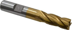 Interstate - 1/2" Diam, Fine Pitch, 1-1/4" LOC, 4 Flute Cobalt Roughing Square End Mill - TiN Finish, 3-1/4" OAL, 1/2" Shank Diam, Single End - Apex Tool & Supply