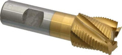 Interstate - 1" Diam, Fine Pitch, 1-1/8" LOC, 5 Flute Cobalt Roughing Square End Mill - TiN Finish, 3-3/8" OAL, 3/4" Shank Diam, Single End - Apex Tool & Supply