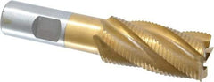 Interstate - 1" Diam, Fine Pitch, 2" LOC, 5 Flute Cobalt Roughing Square End Mill - TiN Finish, 4-1/4" OAL, 3/4" Shank Diam, Single End - Apex Tool & Supply