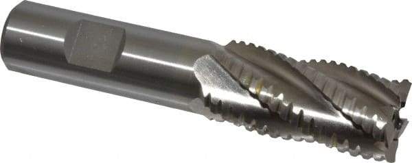 Interstate - 7/8" Diam, 1-7/8" LOC, 5 Flute Cobalt Roughing & Finishing Square End Mill - Uncoated, 4-1/8" OAL, 3/4" Shank Diam, Weldon Shank, 30° Helix, Non-Centercutting - Apex Tool & Supply
