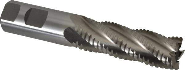 Interstate - 1" Diam, 3" LOC, 5 Flute Cobalt Roughing & Finishing Square End Mill - Uncoated, 5-1/2" OAL, 1" Shank Diam, Weldon Shank, 30° Helix, Non-Centercutting - Apex Tool & Supply