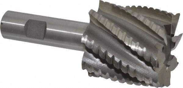 Interstate - 2" Diam, 2" LOC, 8 Flute Cobalt Roughing & Finishing Square End Mill - Uncoated, 4-1/2" OAL, 3/4" Shank Diam, Weldon Shank, 30° Helix, Non-Centercutting - Apex Tool & Supply