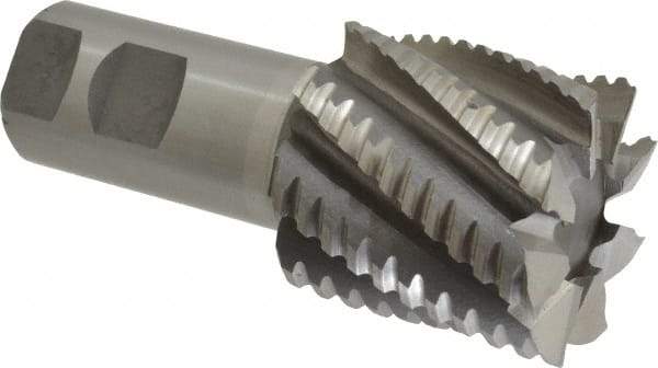 Interstate - 2" Diam, 2" LOC, 8 Flute Cobalt Roughing & Finishing Square End Mill - Uncoated, 4-1/2" OAL, 1-1/4" Shank Diam, Weldon Shank, 30° Helix, Non-Centercutting - Apex Tool & Supply