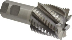 Interstate - 2" Diam, 2" LOC, 8 Flute Cobalt Roughing & Finishing Square End Mill - Uncoated, 4-1/2" OAL, 1-1/4" Shank Diam, Weldon Shank, 30° Helix, Non-Centercutting - Apex Tool & Supply