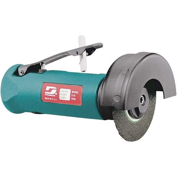 Dynabrade - 3" Wheel Diam, 20,000 RPM, Pneumatic Cutoff & Cutoff-Grinder Tool - Straight Handle, 1/4 NPT Inlet - Apex Tool & Supply