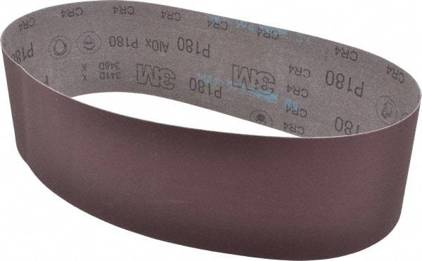 3M - 4" Wide x 36" OAL, 180 Grit, Aluminum Oxide Abrasive Belt - Aluminum Oxide, Very Fine, Coated, X Weighted Cloth Backing, Series 341D - Apex Tool & Supply