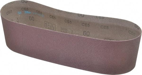 3M - 4" Wide x 36" OAL, 60 Grit, Aluminum Oxide Abrasive Belt - Aluminum Oxide, Medium, Coated, X Weighted Cloth Backing, Series 341D - Apex Tool & Supply