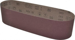 3M - 4" Wide x 36" OAL, 80 Grit, Aluminum Oxide Abrasive Belt - Aluminum Oxide, Medium, Coated, X Weighted Cloth Backing, Series 341D - Apex Tool & Supply
