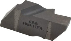Kennametal - 4189NG Grade K68, 4.8mm Cutting Width Carbide Grooving Insert - 6.35mm Max Depth of Cut, Left Hand, 0.57mm Corner Radius, Uncoated - Apex Tool & Supply