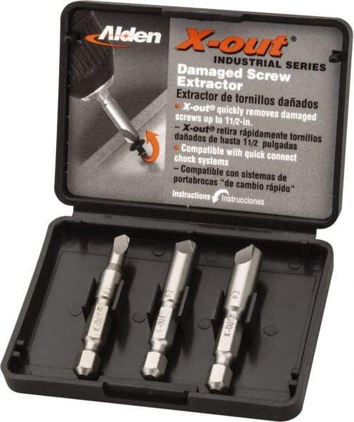 Alden - 3 Piece Quick-Connect Screw Extractor/Drill Set - Screw Range #6 to #14 - Apex Tool & Supply
