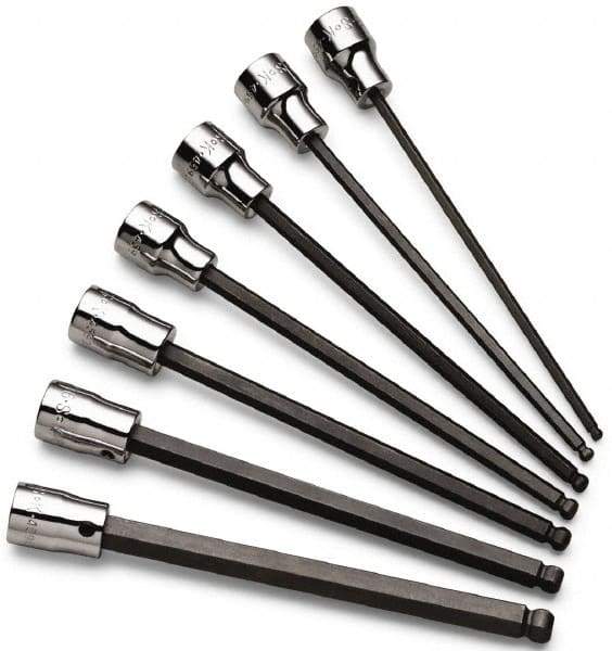SK - 7 Piece 3/8" Drive Inch/Metric Ball Hex Bit Socket Set - 1/8 to 3/8" Hex - Apex Tool & Supply