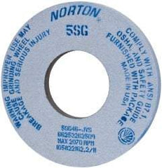 Norton - 12" Diam x 5" Hole x 1" Thick, J Hardness, 46 Grit Surface Grinding Wheel - Ceramic, Type 1, Coarse Grade, 2,070 Max RPM, Vitrified Bond, No Recess - Apex Tool & Supply