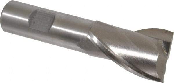 Interstate - 1-1/8", 1-5/8" LOC, 3/4" Shank Diam, 3-7/8" OAL, 2 Flute, Cobalt Square End Mill - Single End, Uncoated, Spiral Flute, Centercutting, Right Hand Cut, Right Hand Flute - Apex Tool & Supply