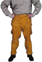 PRO-SAFE - Size Universal Leather with KevlarThread Flame Resistant/Retardant Chaps - No Pockets, Gold - Apex Tool & Supply