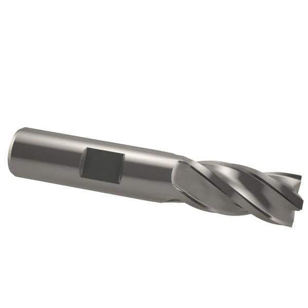 Interstate - 3/4", 1-5/8" LOC, 3/4" Shank Diam, 3-7/8" OAL, 4 Flute, Cobalt Square End Mill - Single End, Uncoated, Spiral Flute, 30° Helix, Centercutting, Right Hand Cut, Right Hand Flute - Apex Tool & Supply