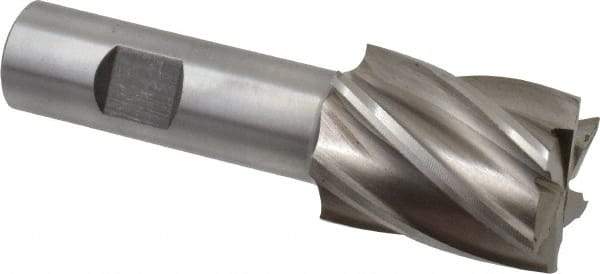 Interstate - 1-3/16", 1-1/2" LOC, 3/4" Shank Diam, 3-7/8" OAL, 6 Flute, Cobalt Square End Mill - Single End, Uncoated, Spiral Flute, 30° Helix, Centercutting, Right Hand Cut, Right Hand Flute - Apex Tool & Supply