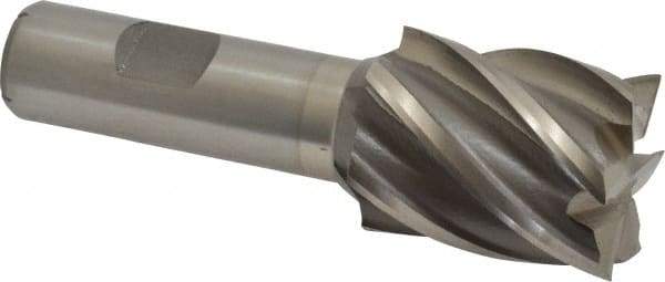 Interstate - 1-1/4", 1-1/2" LOC, 3/4" Shank Diam, 3-7/8" OAL, 6 Flute, Cobalt Square End Mill - Single End, Uncoated, Spiral Flute, 30° Helix, Centercutting, Right Hand Cut, Right Hand Flute - Apex Tool & Supply