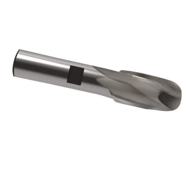Interstate - 5/8" Diam, 1-1/8" LOC, 2 Flute Cobalt Ball End Mill - Uncoated, Single End, 3-1/8" OAL, 1/2" Shank Diam, Spiral Flute - Apex Tool & Supply