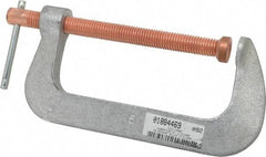 Made in USA - Light-Duty 6" Max Opening, 2-3/4" Throat Depth, Aluminum Alloy Standard C-Clamp - 2,000 Lb Capacity, 0" Min Opening, Standard Throat Depth - Apex Tool & Supply