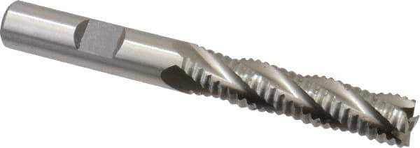 Interstate - 3/8" Diam, Coarse Pitch, 1-5/8" LOC, 4 Flute Cobalt Roughing Square End Mill - Uncoated, 3-3/16" OAL, 3/8" Shank Diam, Single End - Apex Tool & Supply