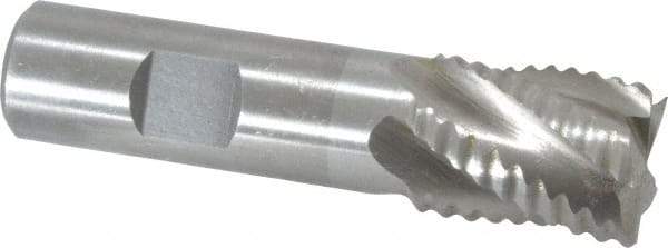 Interstate - 7/8" Diam, Coarse Pitch, 1-1/8" LOC, 5 Flute Cobalt Roughing Square End Mill - Uncoated, 3-3/8" OAL, 3/4" Shank Diam, Single End - Apex Tool & Supply