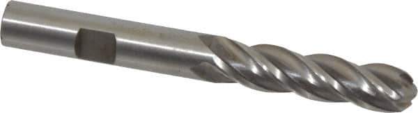 Interstate - 3/8" Diam, 1-1/2" LOC, 4 Flute High Speed Steel Ball End Mill - Uncoated, Single End, 3-1/4" OAL, 3/8" Shank Diam, Spiral Flute - Apex Tool & Supply