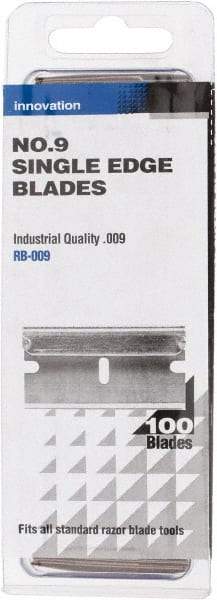 PHC - 100 Piece Steel Single Edge Blade - 1-1/2" OAL, 0.009" Blade Thickness - Apex Tool & Supply