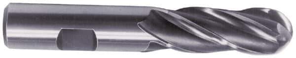 Hertel - 11mm Diam, 1" LOC, 4 Flute Cobalt Ball End Mill - Uncoated, Single End, 2-11/16" OAL, 3/8" Shank Diam - Apex Tool & Supply