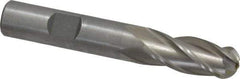 Interstate - 1/2" Diam, 1-1/4" LOC, 4 Flute High Speed Steel Ball End Mill - Uncoated, Single End, 3-1/4" OAL, 1/2" Shank Diam, Spiral Flute - Apex Tool & Supply