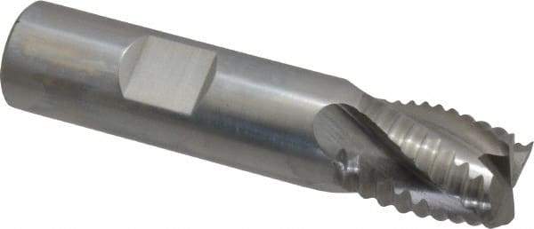 Interstate - 5/8" Diam, Coarse Pitch, 3/4" LOC, 4 Flute Cobalt Roughing Square End Mill - Uncoated, 2-7/8" OAL, 5/8" Shank Diam, Single End, Centercutting - Apex Tool & Supply