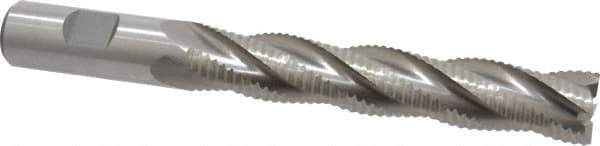 Interstate - 3/4" Diam, Coarse Pitch, 4-1/8" LOC, 4 Flute Cobalt Roughing Square End Mill - Uncoated, 6-3/8" OAL, 3/4" Shank Diam, Single End, Centercutting - Apex Tool & Supply