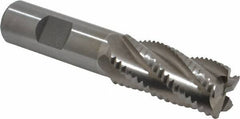 Interstate - 7/8" Diam, Coarse Pitch, 1-7/8" LOC, 5 Flute Cobalt Roughing Square End Mill - Uncoated, 4-1/8" OAL, 3/4" Shank Diam, Single End, Centercutting - Apex Tool & Supply