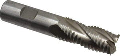 Interstate - 13/16" Diam, Coarse Pitch, 1-7/8" LOC, 4 Flute Cobalt Roughing Square End Mill - Uncoated, 4-1/8" OAL, 3/4" Shank Diam, Single End, Centercutting - Apex Tool & Supply