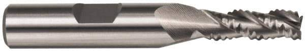 Interstate - 1-3/4" Diam, Coarse Pitch, 2" LOC, 3 Flute Cobalt Roughing Square End Mill - TiN Finish, 4-1/2" OAL, 1-1/4" Shank Diam, Single End, Centercutting - Apex Tool & Supply