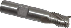 Interstate - 1/2" Diam, Coarse Pitch, 5/8" LOC, 3 Flute Cobalt Roughing Square End Mill - Uncoated, 2-5/8" OAL, 1/2" Shank Diam, Single End, Centercutting - Apex Tool & Supply