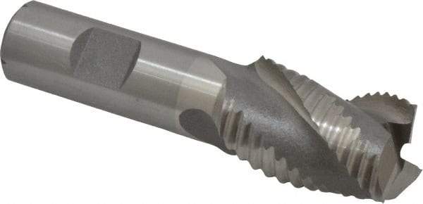 Interstate - 1" Diam, Coarse Pitch, 1-1/2" LOC, 3 Flute Cobalt Roughing Square End Mill - Uncoated, 3-3/4" OAL, 3/4" Shank Diam, Single End, Centercutting - Apex Tool & Supply