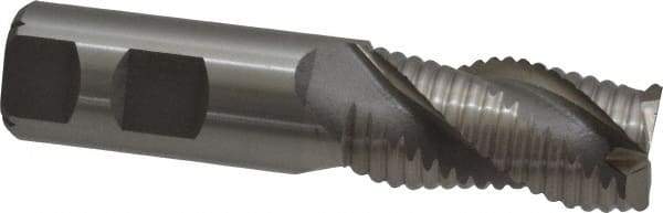 Interstate - 1" Diam, Coarse Pitch, 2" LOC, 3 Flute Cobalt Roughing Square End Mill - Uncoated, 4-1/2" OAL, 1" Shank Diam, Single End, Centercutting - Apex Tool & Supply