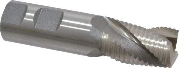 Interstate - 1" Diam, Coarse Pitch, 1-5/8" LOC, 3 Flute Cobalt Roughing Square End Mill - Uncoated, 4-1/8" OAL, 1" Shank Diam, Single End, Centercutting - Apex Tool & Supply