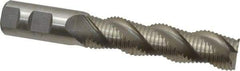 Interstate - 1" Diam, Coarse Pitch, 4" LOC, 3 Flute Cobalt Roughing Square End Mill - Uncoated, 6-1/2" OAL, 1" Shank Diam, Single End, Centercutting - Apex Tool & Supply